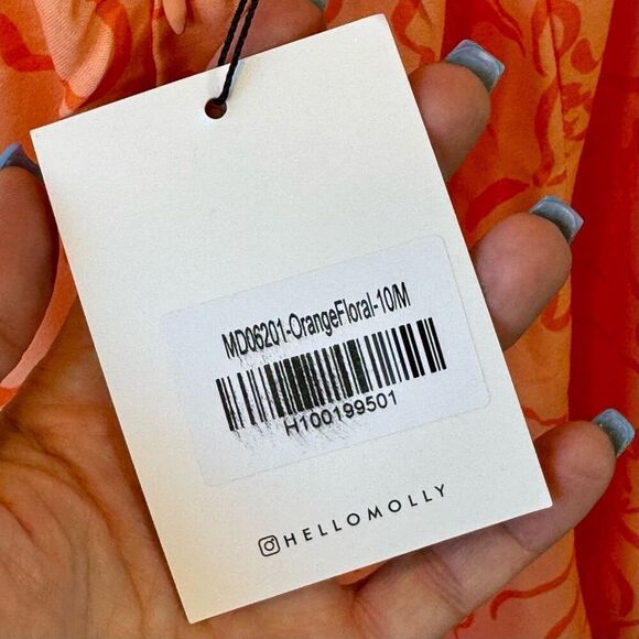 NWT Hello Molly Magic Feeling Orange Dreams Puff Sleeve Mini Dress Medium - Picture 9 of 13